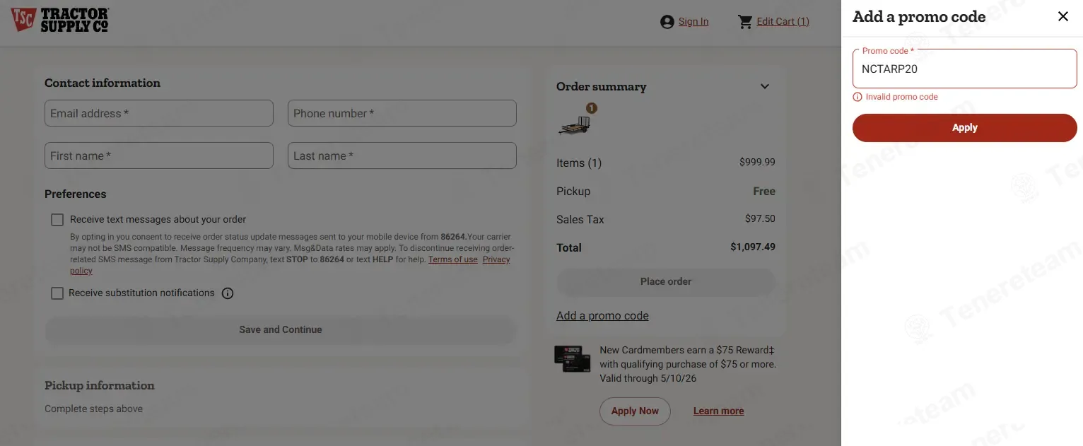 Tractor Supply coupon code: 20% off with NCTARP20. Tested and valid as 2 months ago.