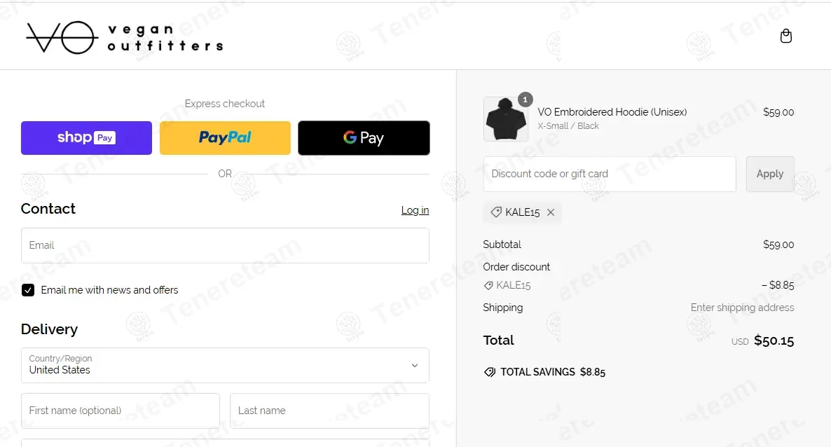 Vegan Outfitters coupon code: 15% off with KALE15. Tested and valid as 1 year ago.