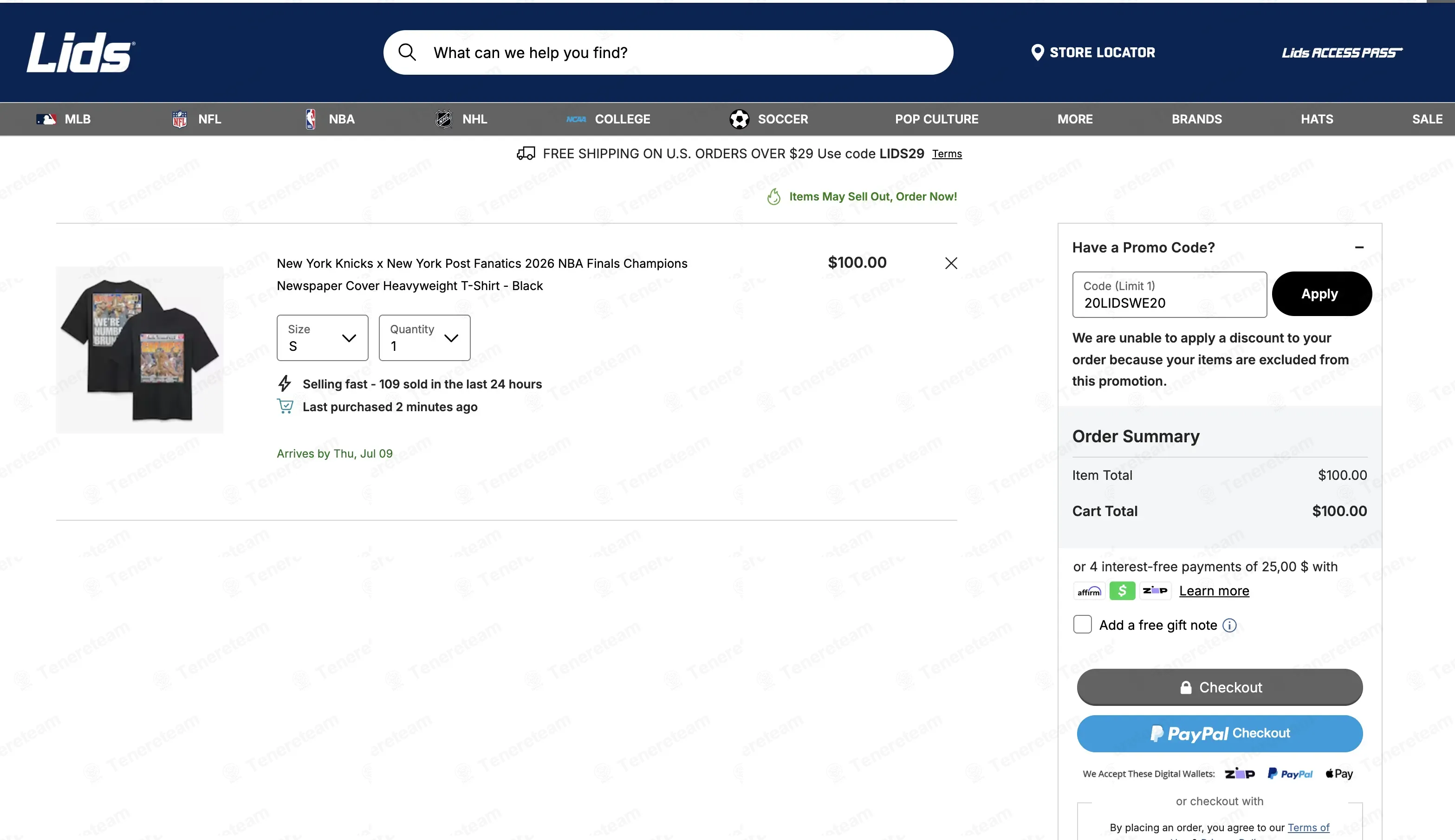 Lids coupon code: 20% off with 20LIDSWE20. Tested and valid as 3 weeks ago.