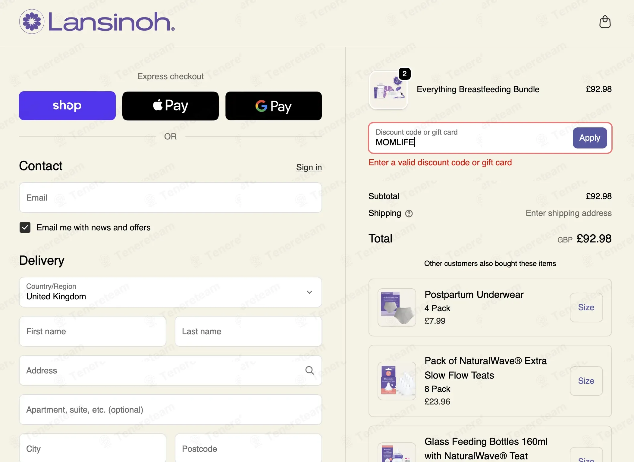Lansinoh UK coupon code: 20% off with MOMLIFE. Tested and valid as 2 months ago.