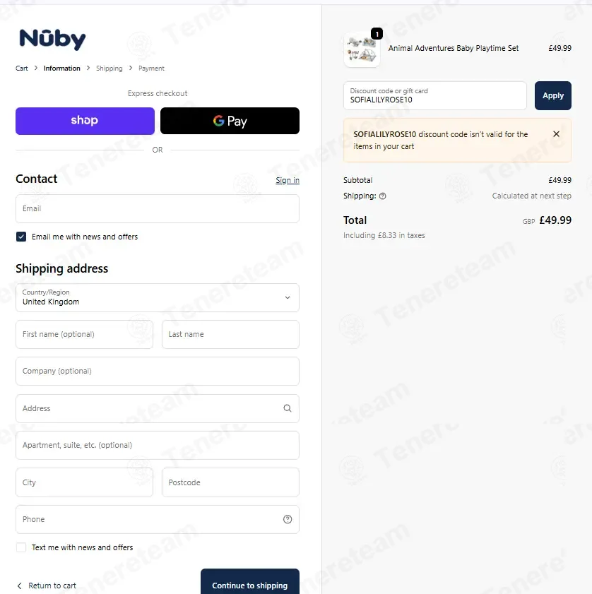 Nuby UK coupon code: 10% off with SOFIALILYROSE10. Tested and valid as 6 months ago.