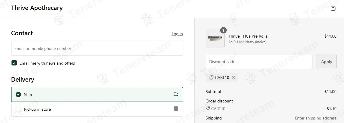 Thrive Medical Cannabis coupon code: 10% off with CART10. Tested and valid as 1 year ago.