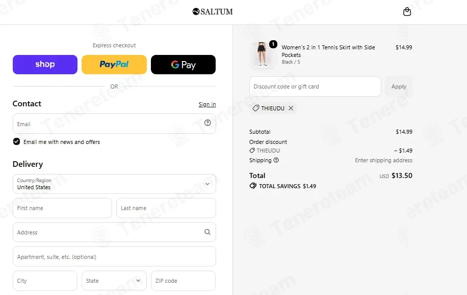 Saltum Sports coupon code: 10% off with THIEUDU. Tested and valid as 2 weeks ago.