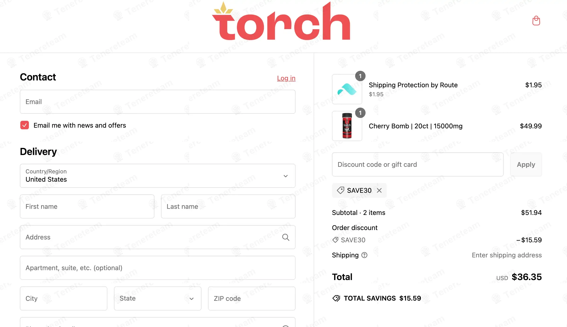 Torch Hemp coupon code: 30% off with SAVE30. Tested and valid as 1 year ago.