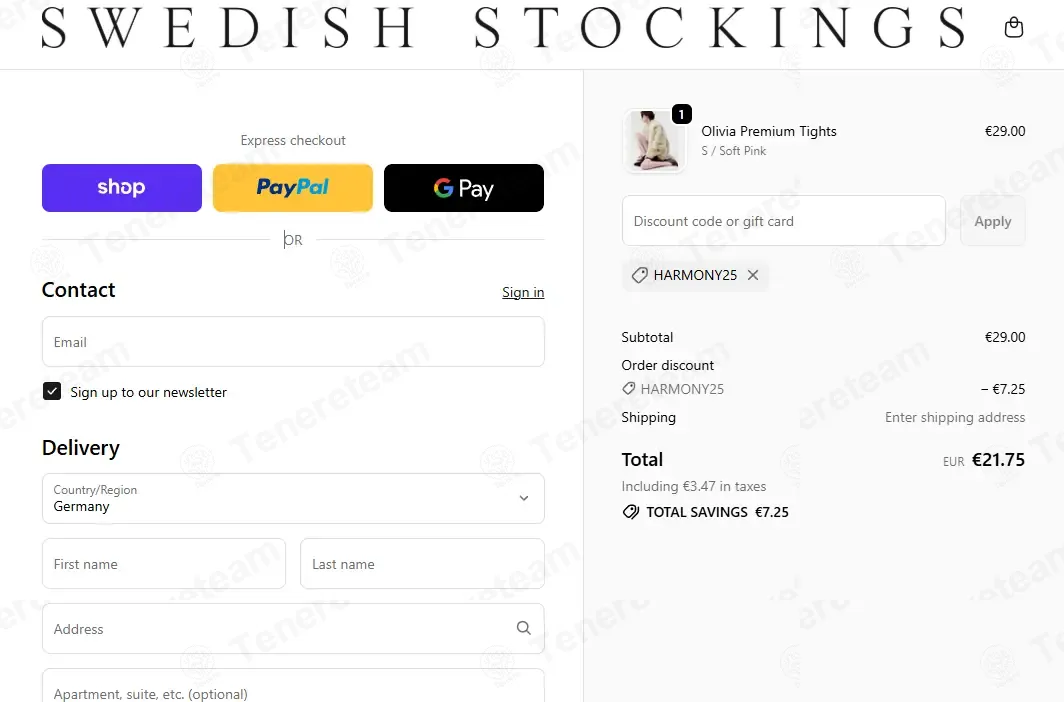 Swedish Stockings coupon code: 25% off with HARMONY25. Tested and valid as 1 week ago.