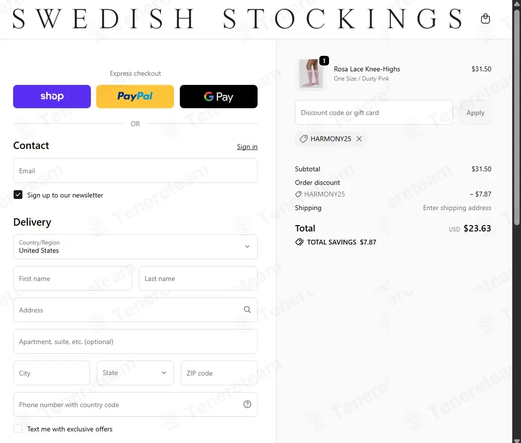 Swedish Stockings coupon code: 25% off with HARMONY25. Tested and valid as 1 week ago.