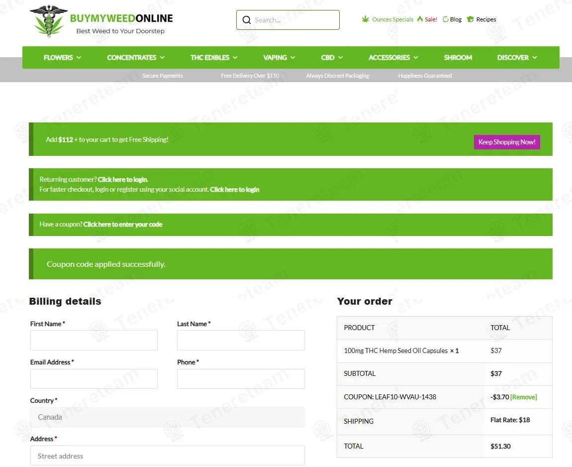 Buy My Weed Online coupon code: 10% off with LEAF10-WVAU-1438. Tested and valid as 1 year ago.
