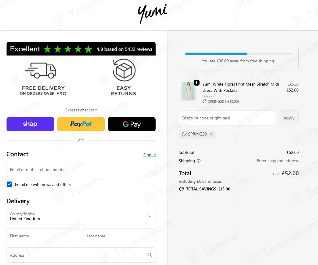 Yumi UK coupon code: 20% off with SPRING20. Tested and valid as 1 week ago.