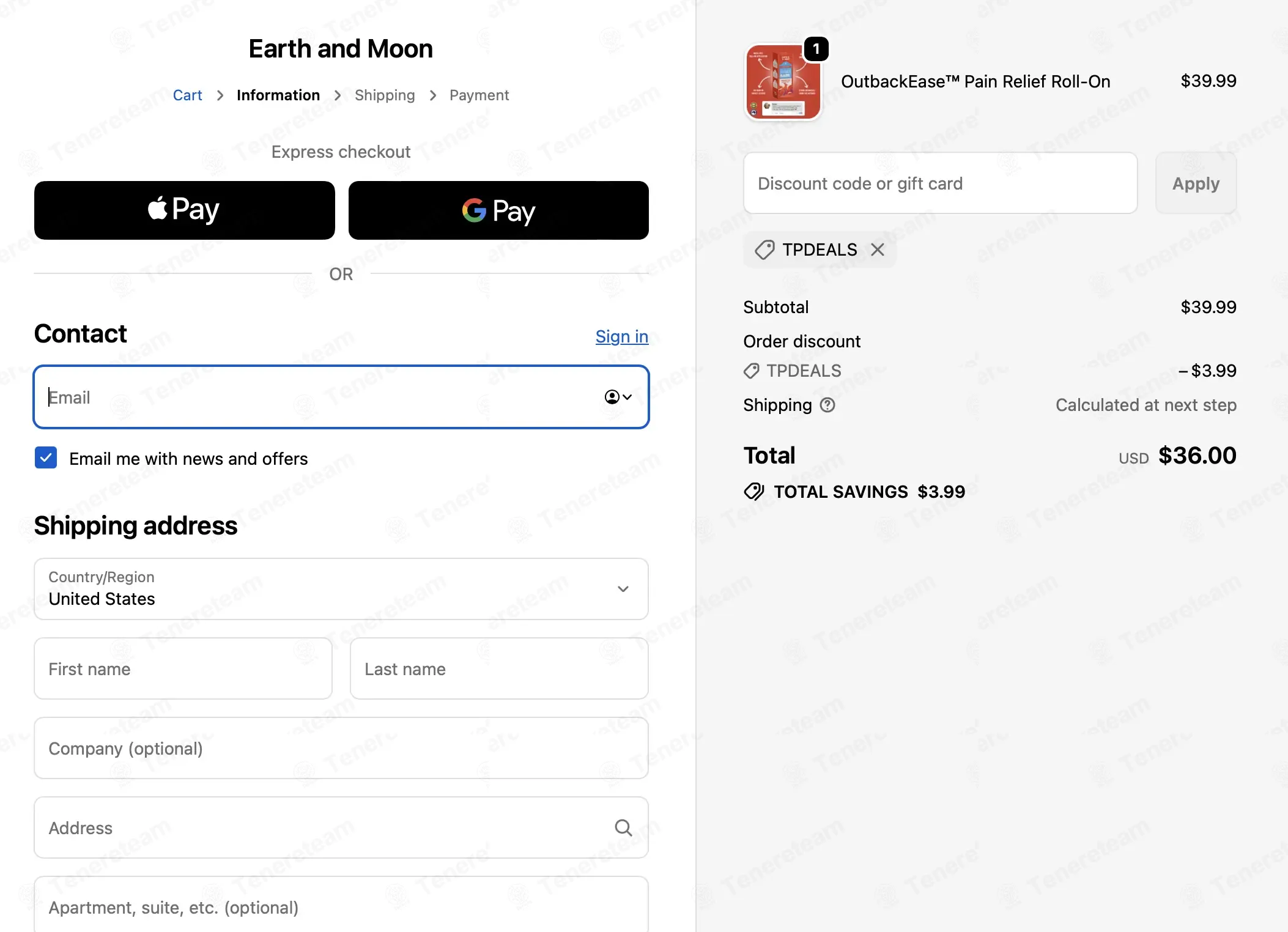 Earth and Moon coupon code: 10% off with TPDEALS. Tested and valid as 5 days ago.