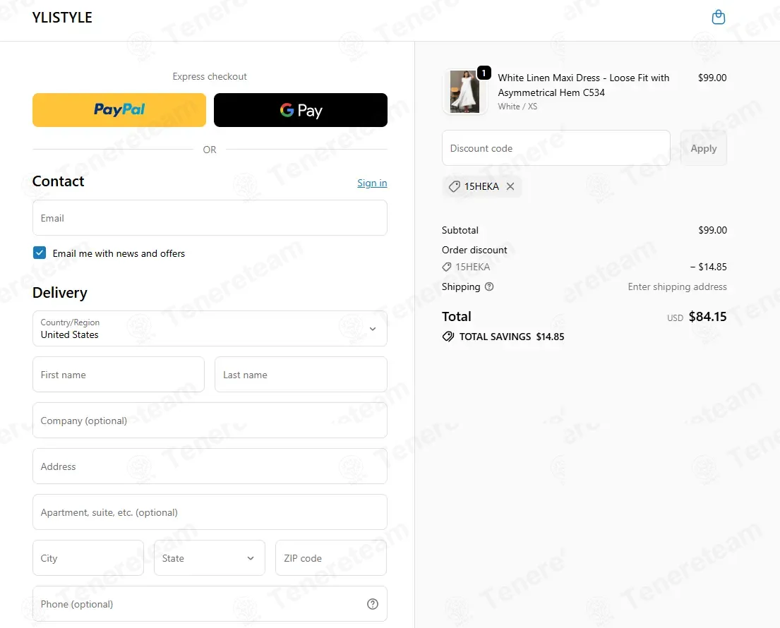 Yli Style coupon code: 15% off with 15HEKA. Tested and valid as 1 week ago.