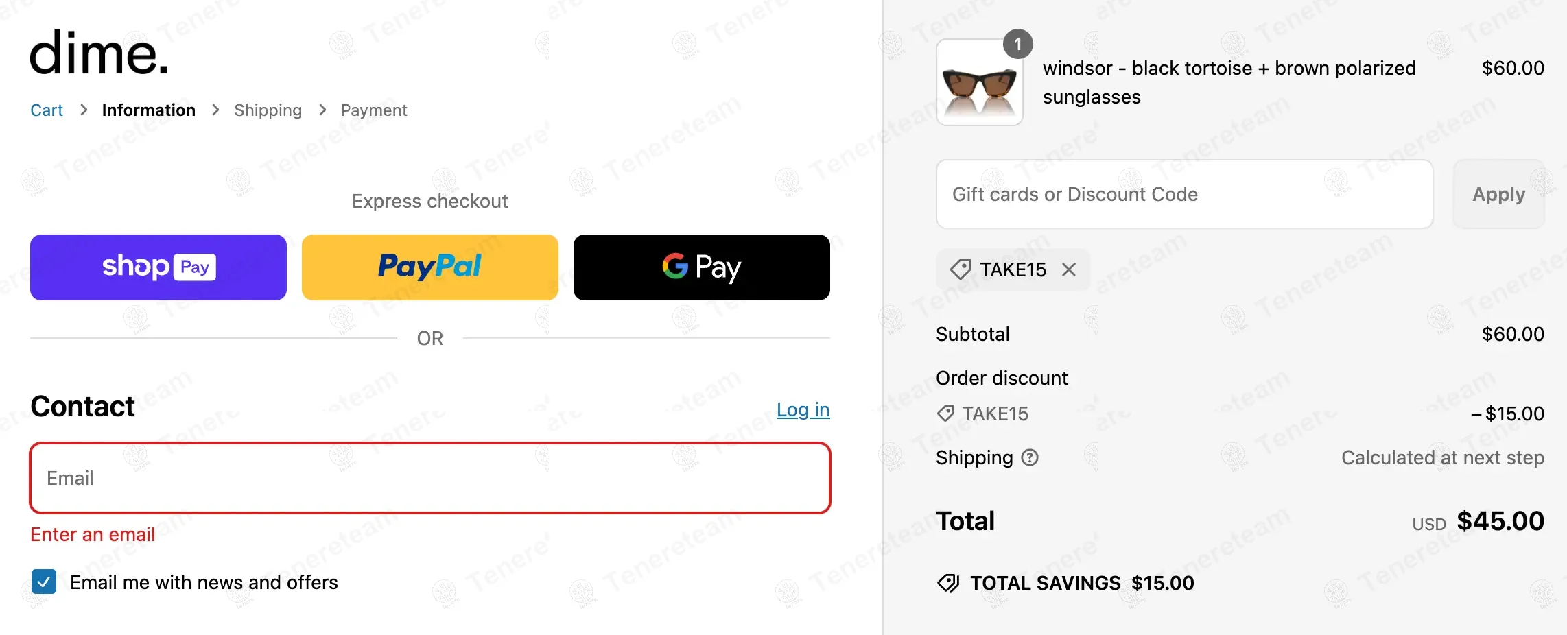 Dime Optics coupon code: 15% off with TAKE15. Tested and valid as 1 year ago.