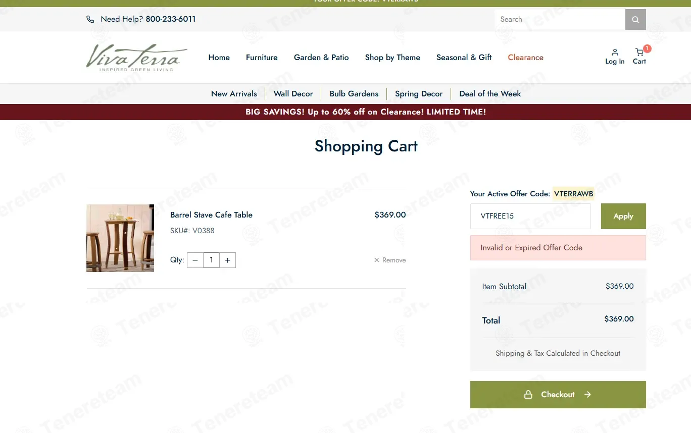 Vivaterra coupon code: 15% off with VTFREE15. Tested and valid as 3 months ago.