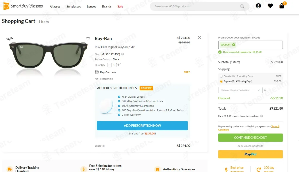 SmartBuyGlasses SG coupon code: 5% off with SBG5OFF. Tested and valid as 5 months ago.