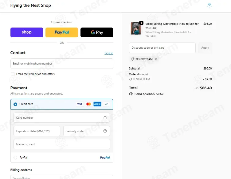 Flying the Nest Shop coupon code: 10% off with TENERETEAM. Tested and valid as 3 weeks ago.