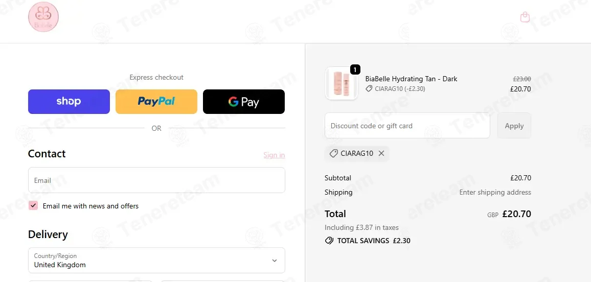 Biabelle Beauty coupon code: 10% off with CIARAG10. Tested and valid as 1 week ago.