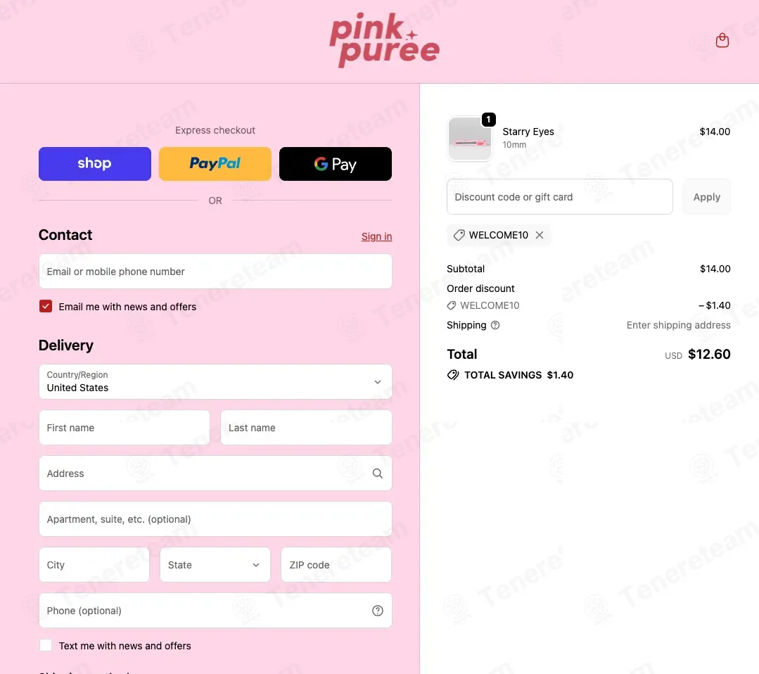 Pink Puree coupon code: 10% off with WELCOME10. Tested and valid as 1 month ago.