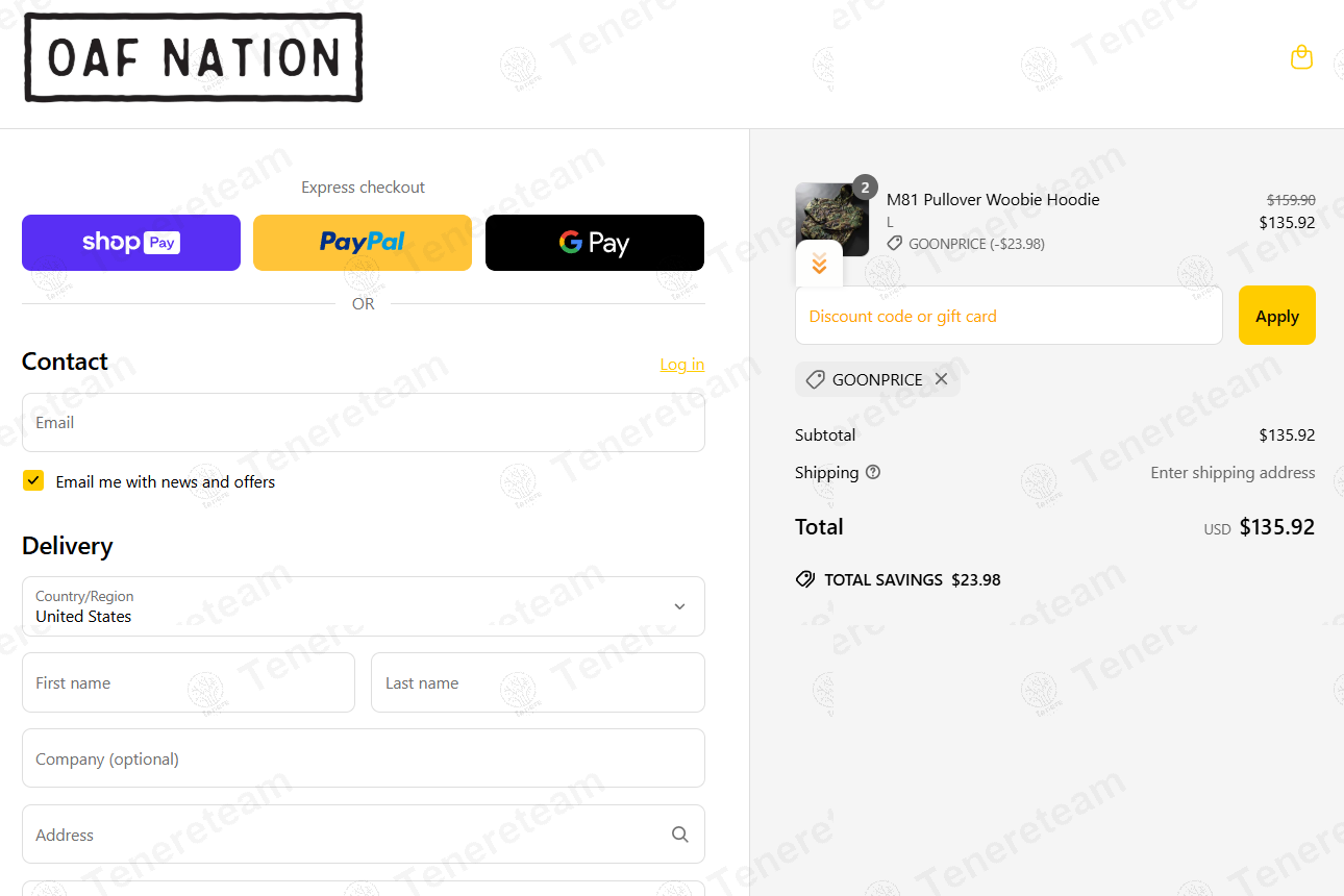 OAF Nation apply coupon code