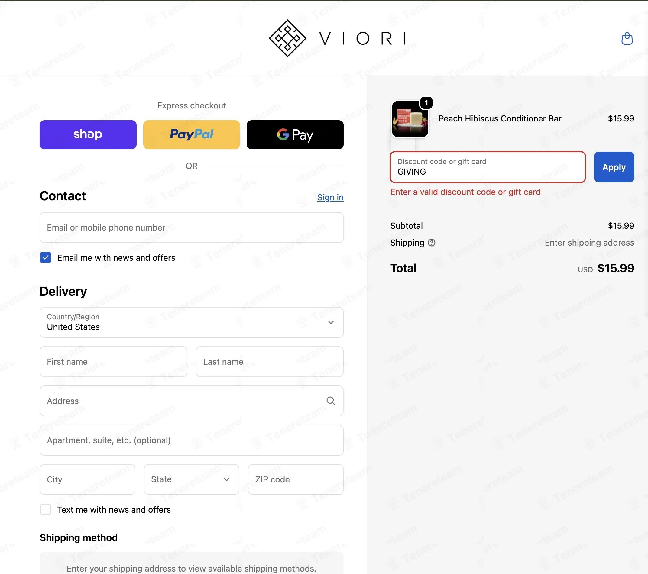Viori coupon code: 30% off with GIVING. Tested and valid as 2 months ago.