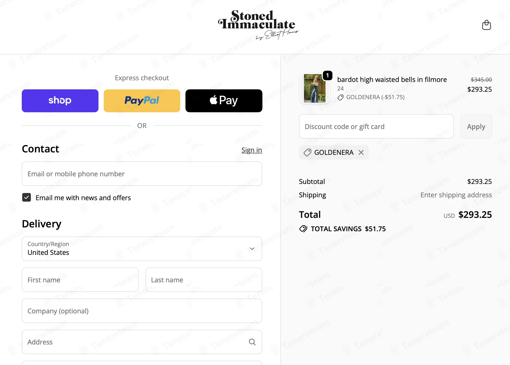 Stoned Immaculate Clothing coupon code: 15% off with GOLDENERA. Tested and valid as 1 week ago.