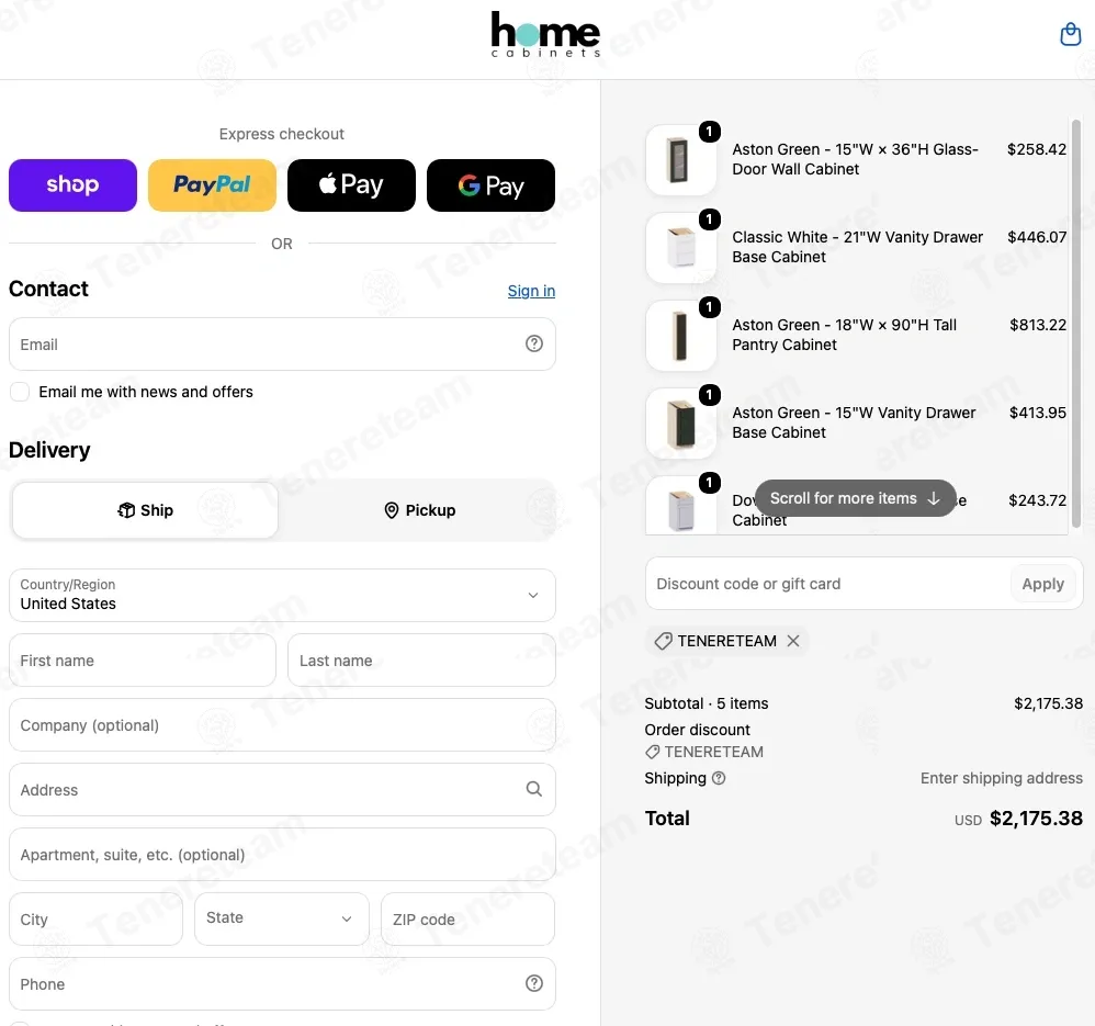 Home Cabinets coupon code verified as working at checkout