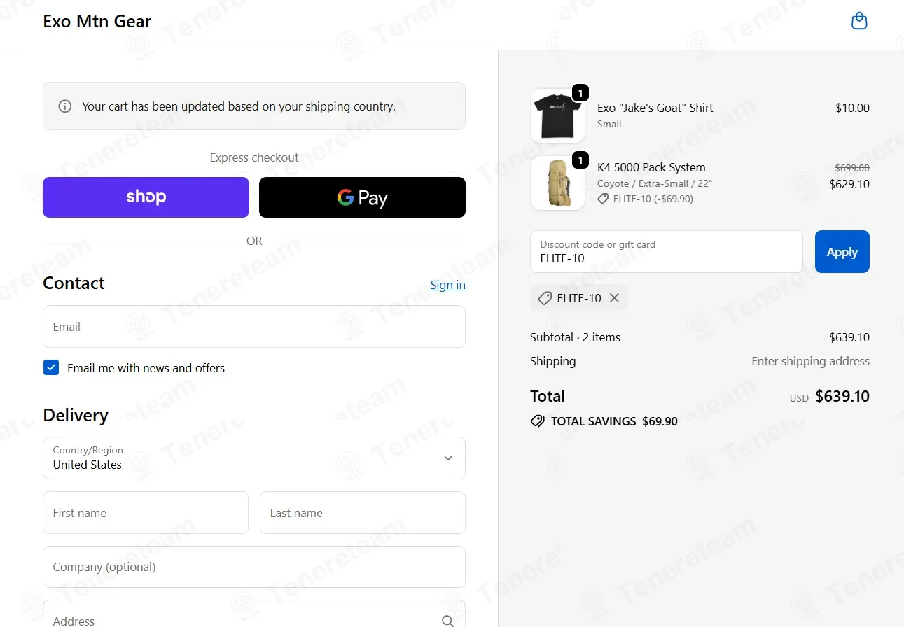 Exo Mtn Gear coupon code: 10% off with ELITE-10. Tested and valid as 8 months ago.