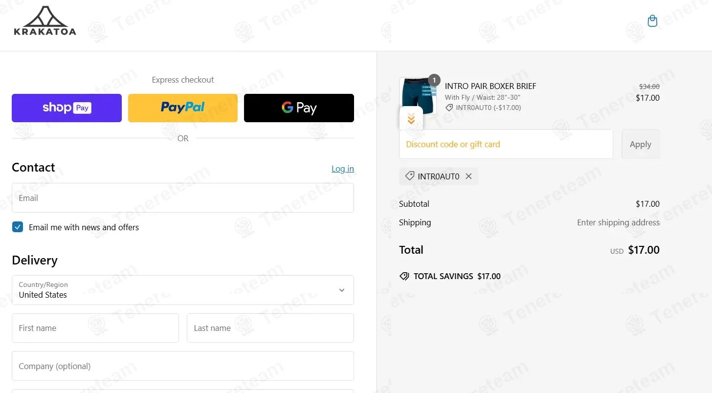 Krakatoa Underwear coupon code: 50% off with INTR0AUT0. Tested and valid as 1 year ago.