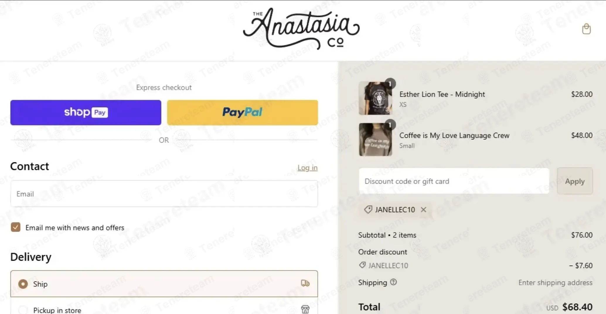 The Anastasia Co coupon code: 10% off with JANELLEC10. Tested and valid as 1 month ago.