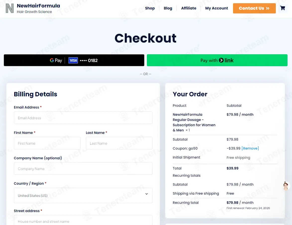 New Hair Formula coupon code: 50% off with GO50. Tested and valid as 1 month ago.
