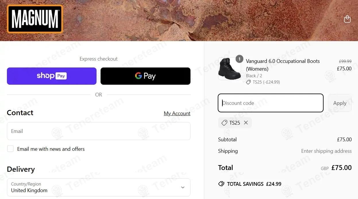 Magnum Boots UK coupon code: 25% off with TS25. Tested and valid as 10 months ago.
