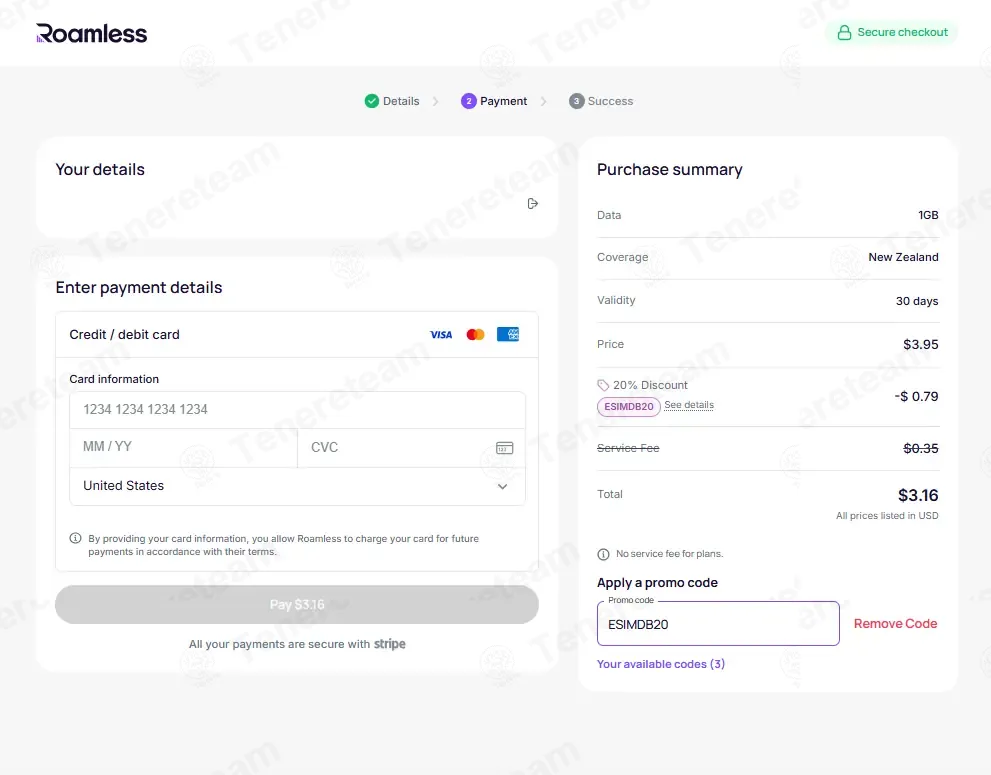 Roamless coupon code: 20% off with ESIMDB20. Tested and valid as 3 weeks ago.