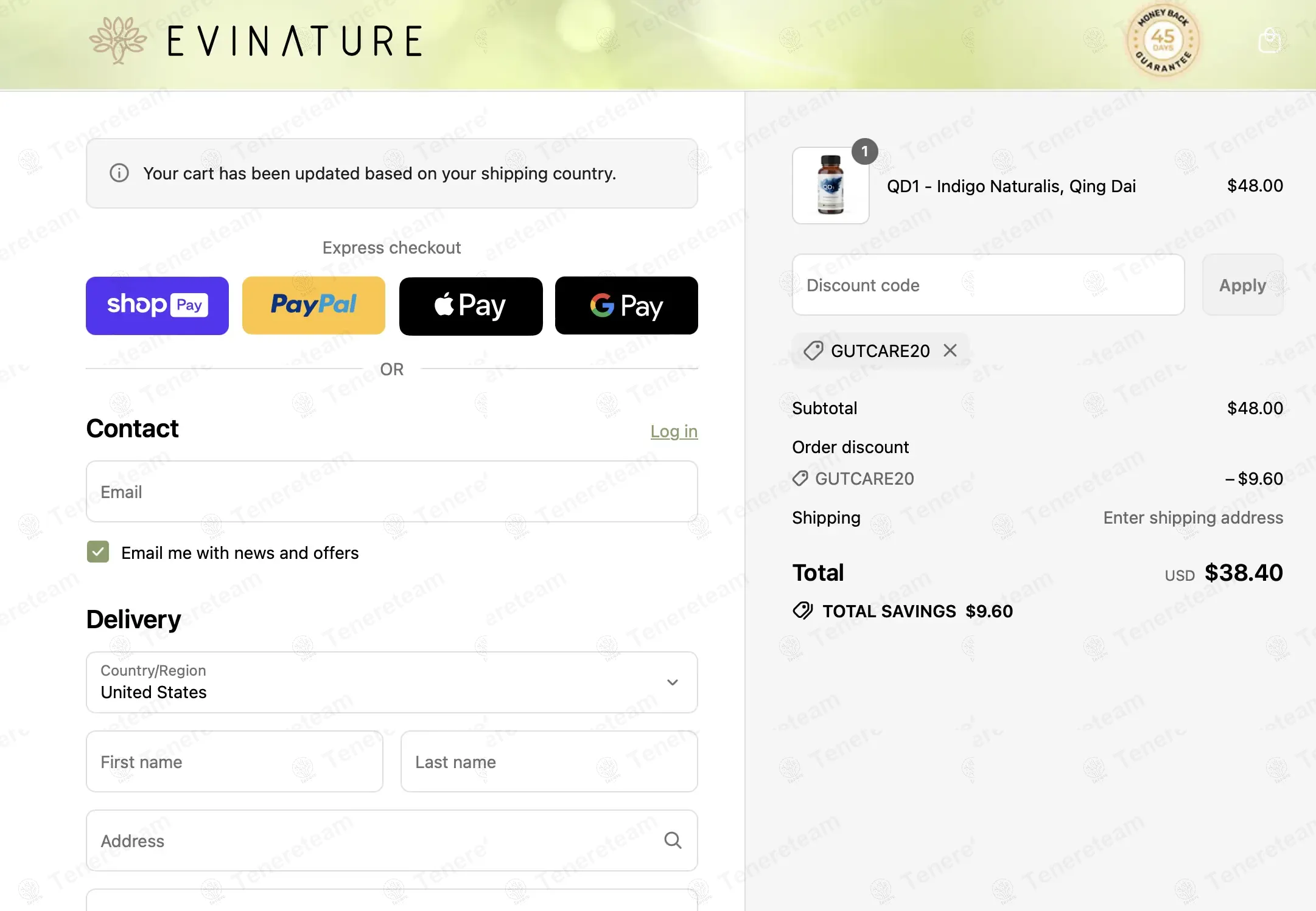 Evinature coupon code: 20% off with GUTCARE20. Tested and valid as 8 months ago.
