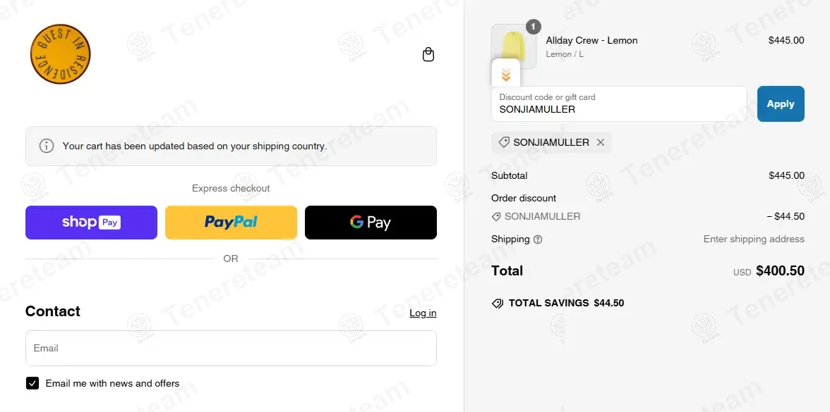 Guest In Residence coupon code: 10% off with SONJIAMULLER. Tested and valid as 1 year ago.