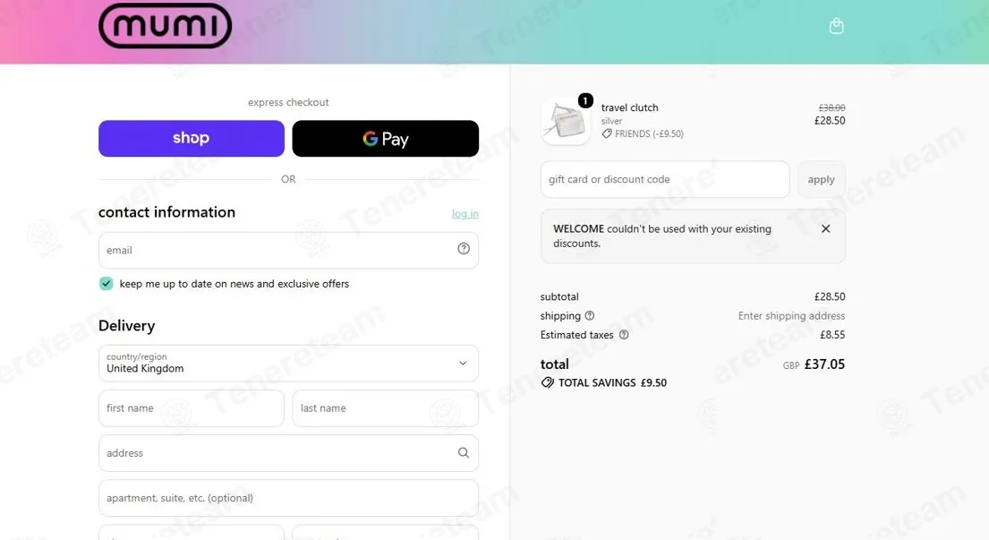 Mumi coupon code: 10% off with WELCOME. Tested and valid as 1 month ago.