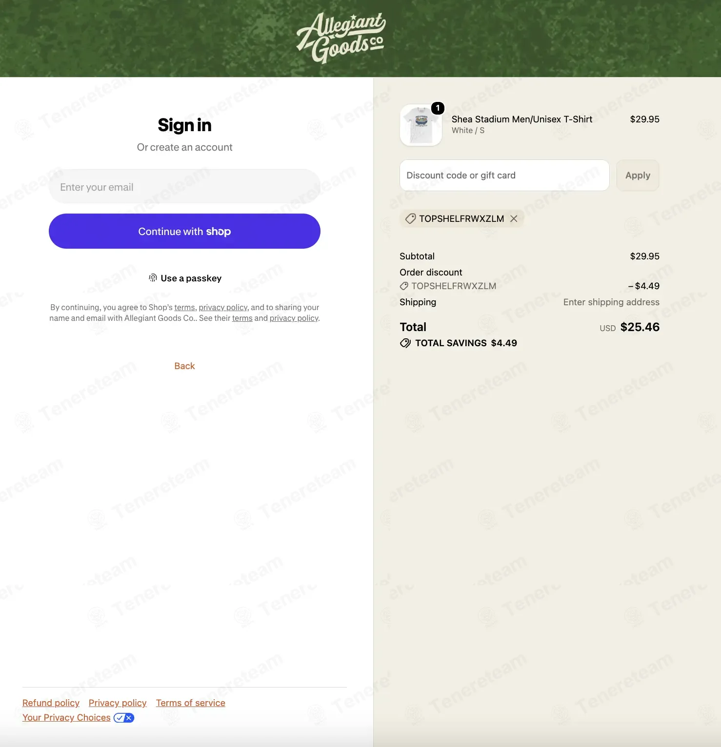 Allegiantgoods coupon code: 15% off with TOPSHELFRWXZlM. Tested and valid as 8 hours ago.