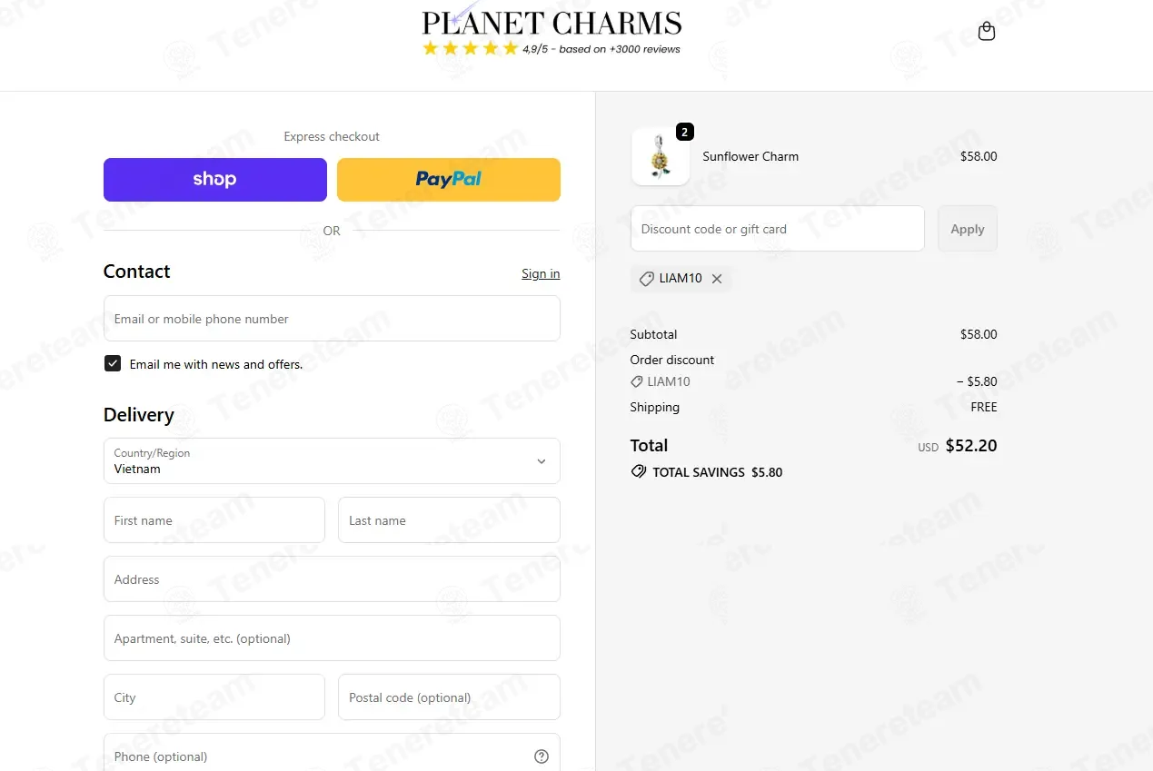 Planet Charms coupon code: 10% off with LIAM10. Tested and valid as 1 month ago.