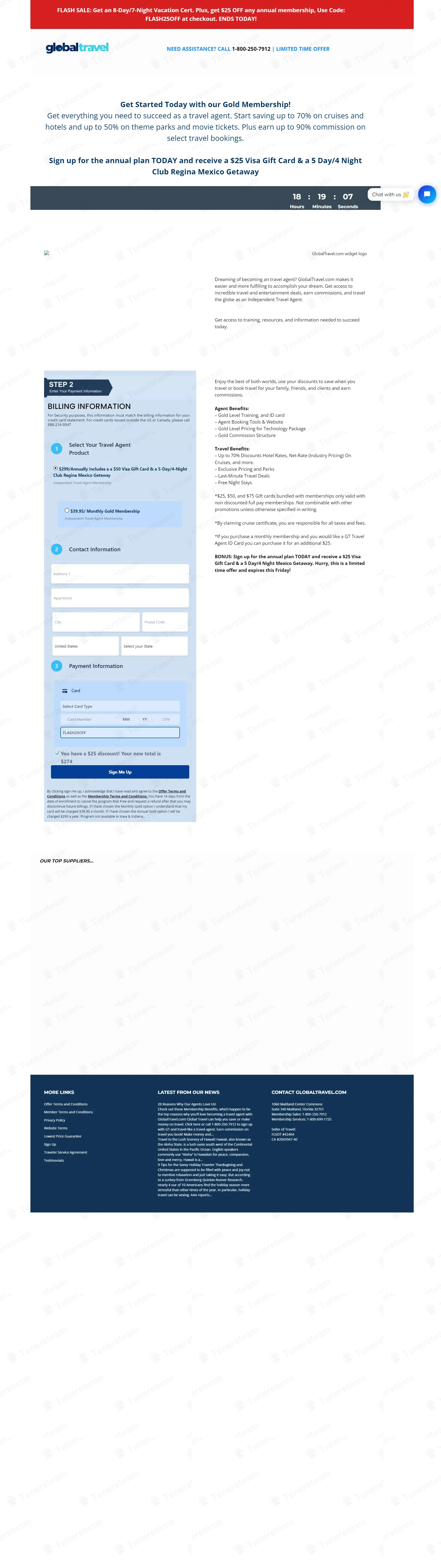 Global Travel coupon code: $25 off with FLASH25OFF. Tested and valid as 11 months ago.