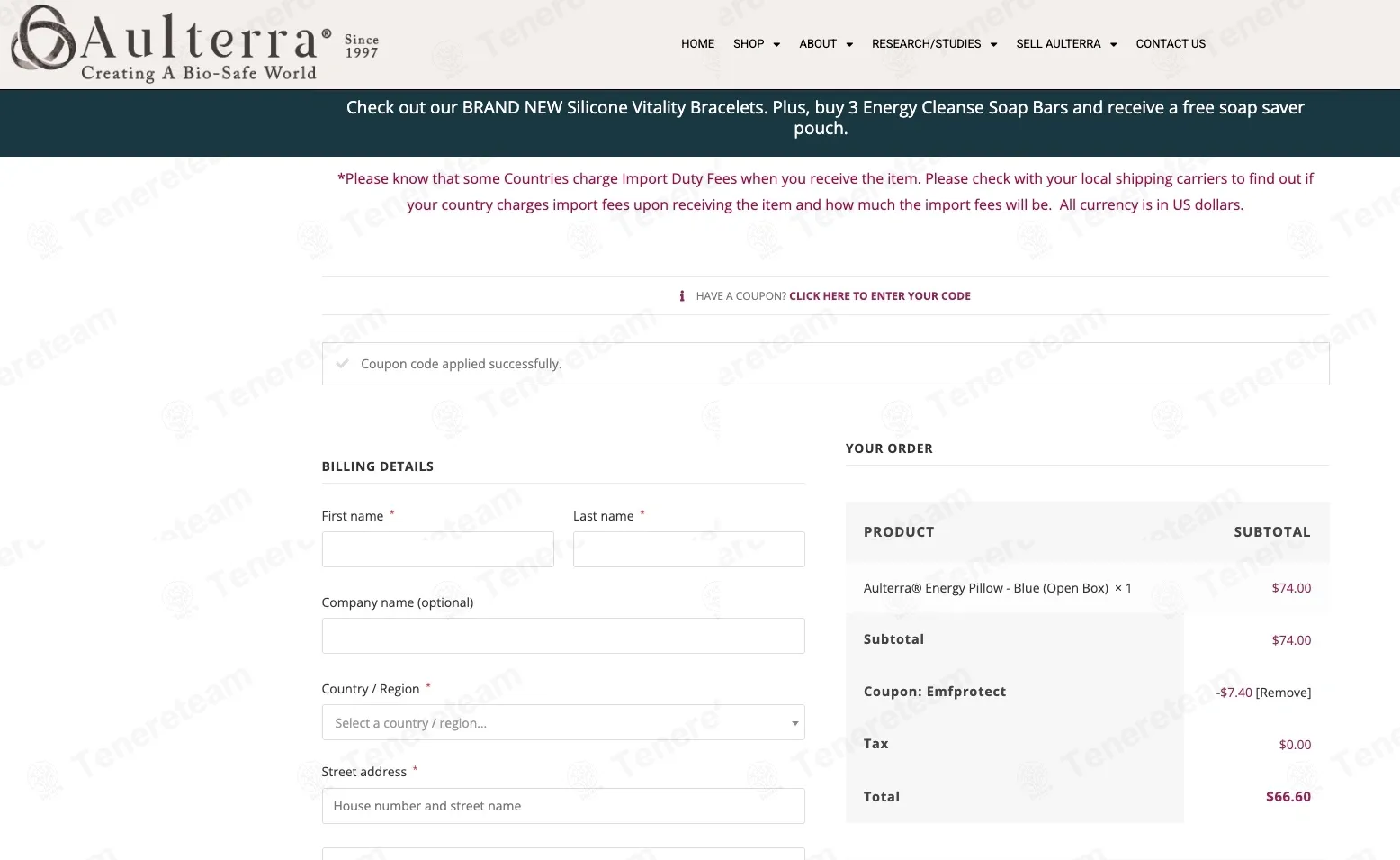 Aulterra coupon code verified as working at checkout