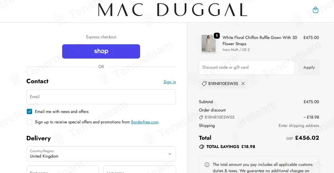 Mac Duggal coupon code: $25 off with B1RNR10ESW5S. Tested and valid as 1 month ago.
