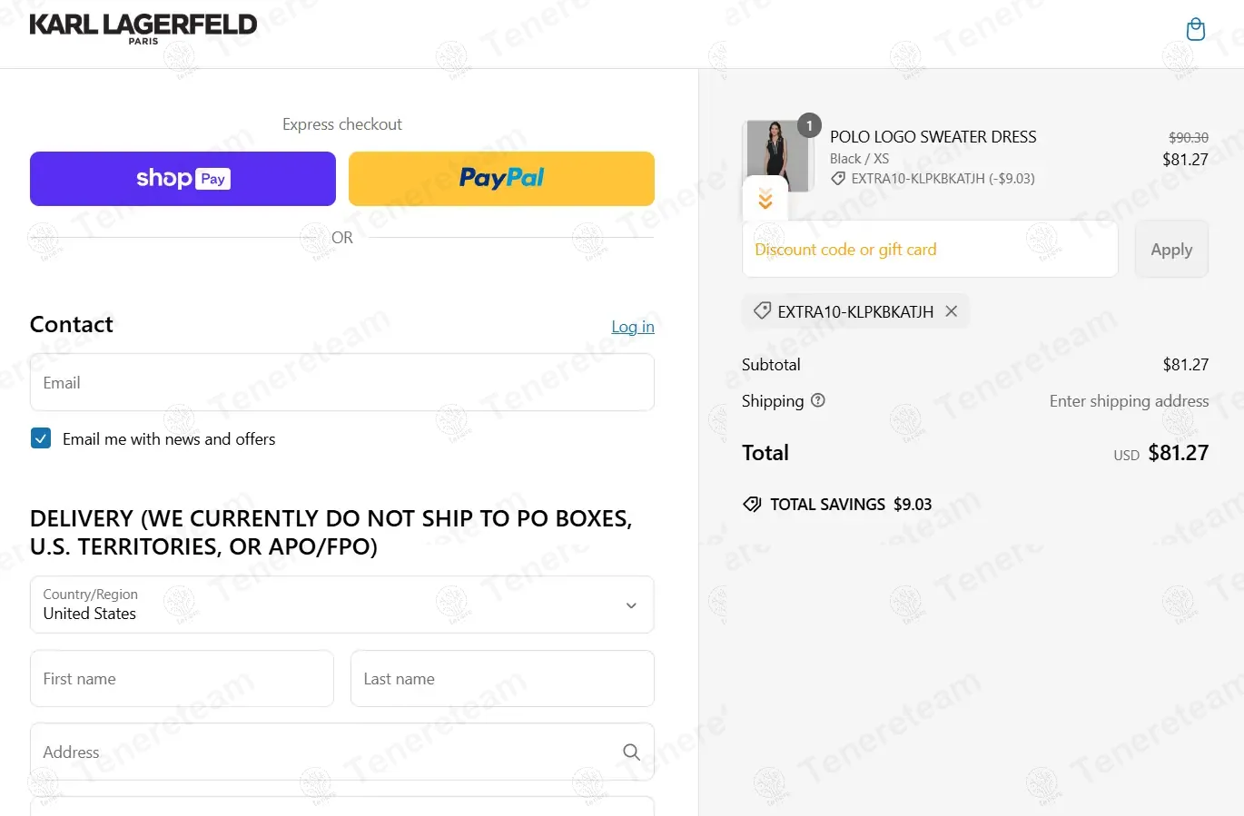 Karl Lagerfeld Paris coupon code: 10% off with EXTRA10-KLPKBKATJH. Tested and valid as 1 year ago.