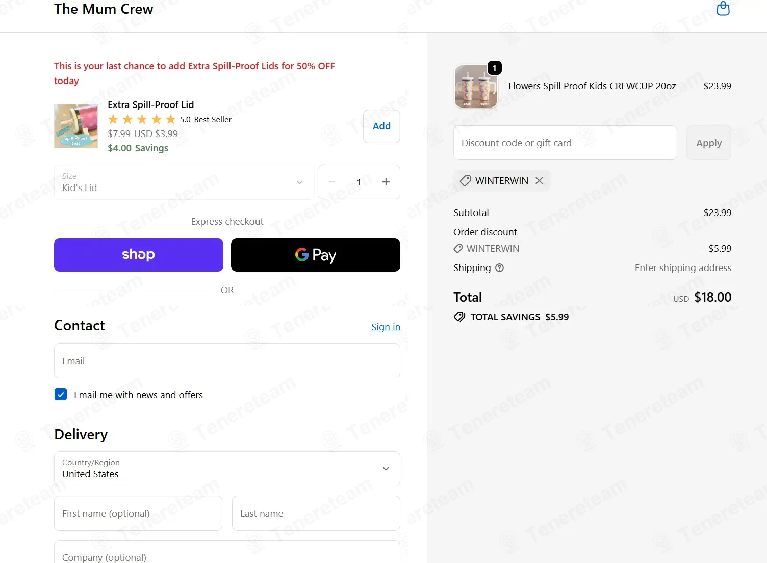 The Mum Crew coupon code: 25% off with WINTERWIN. Tested and valid as 2 weeks ago.