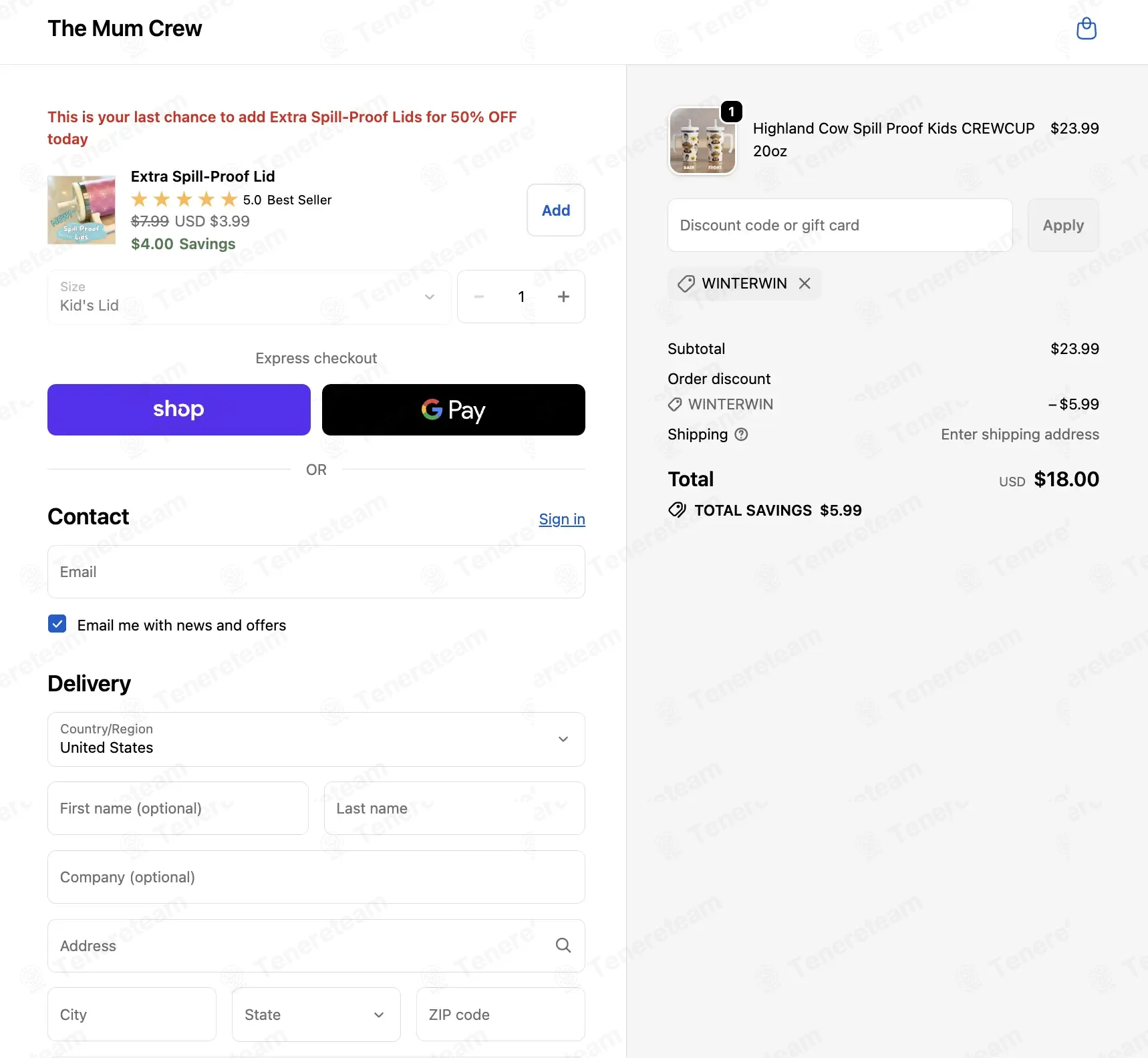 The Mum Crew coupon code: 25% off with WINTERWIN. Tested and valid as 2 weeks ago.