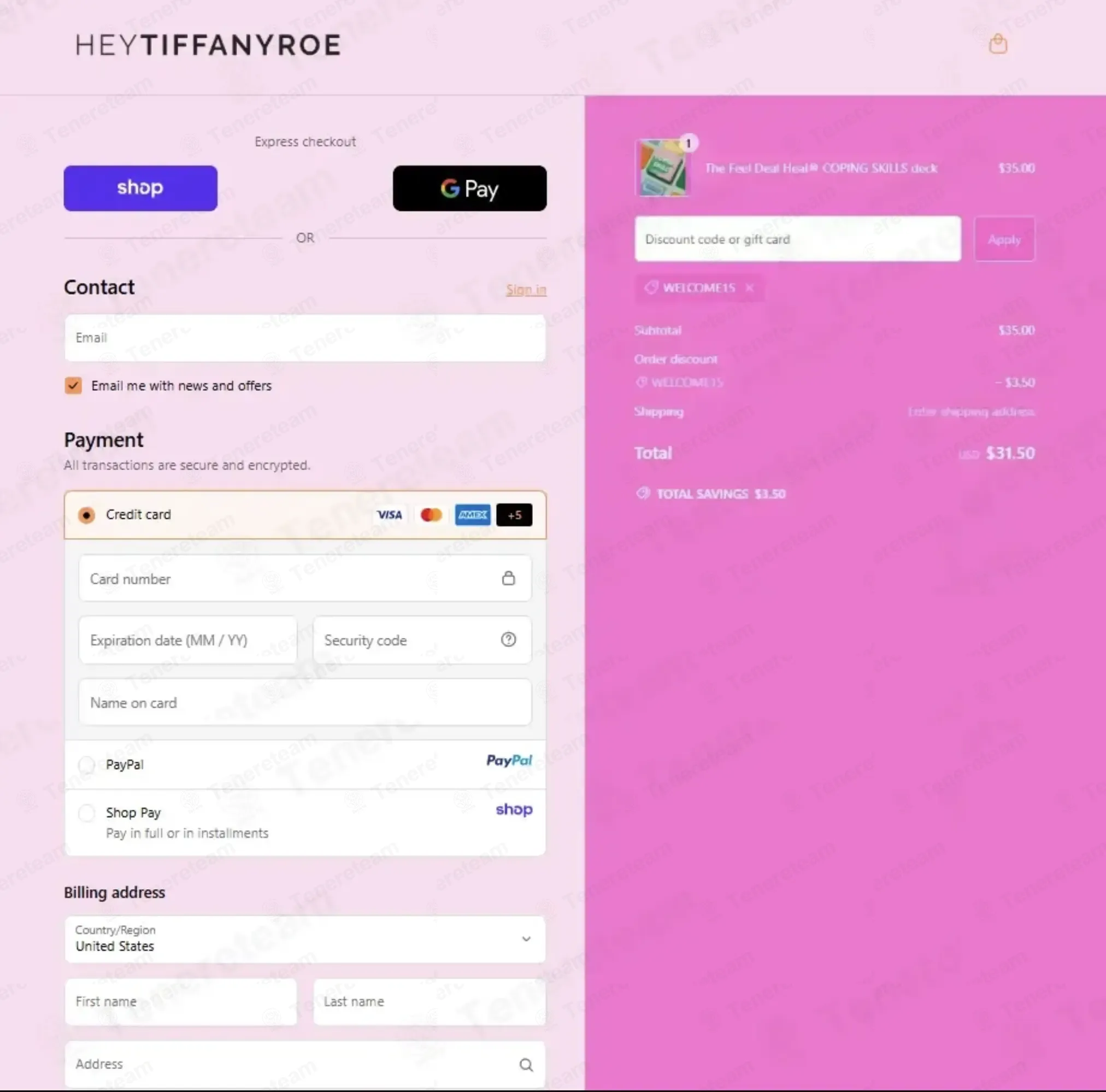 TIFFANY ROE coupon code: 15% off with WELCOME15. Tested and valid as 1 month ago.