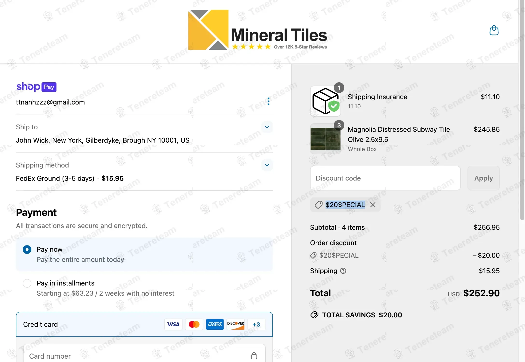 Mineral Tiles coupon code: 10% off with R2HGR8. Tested and valid as 4 months ago.