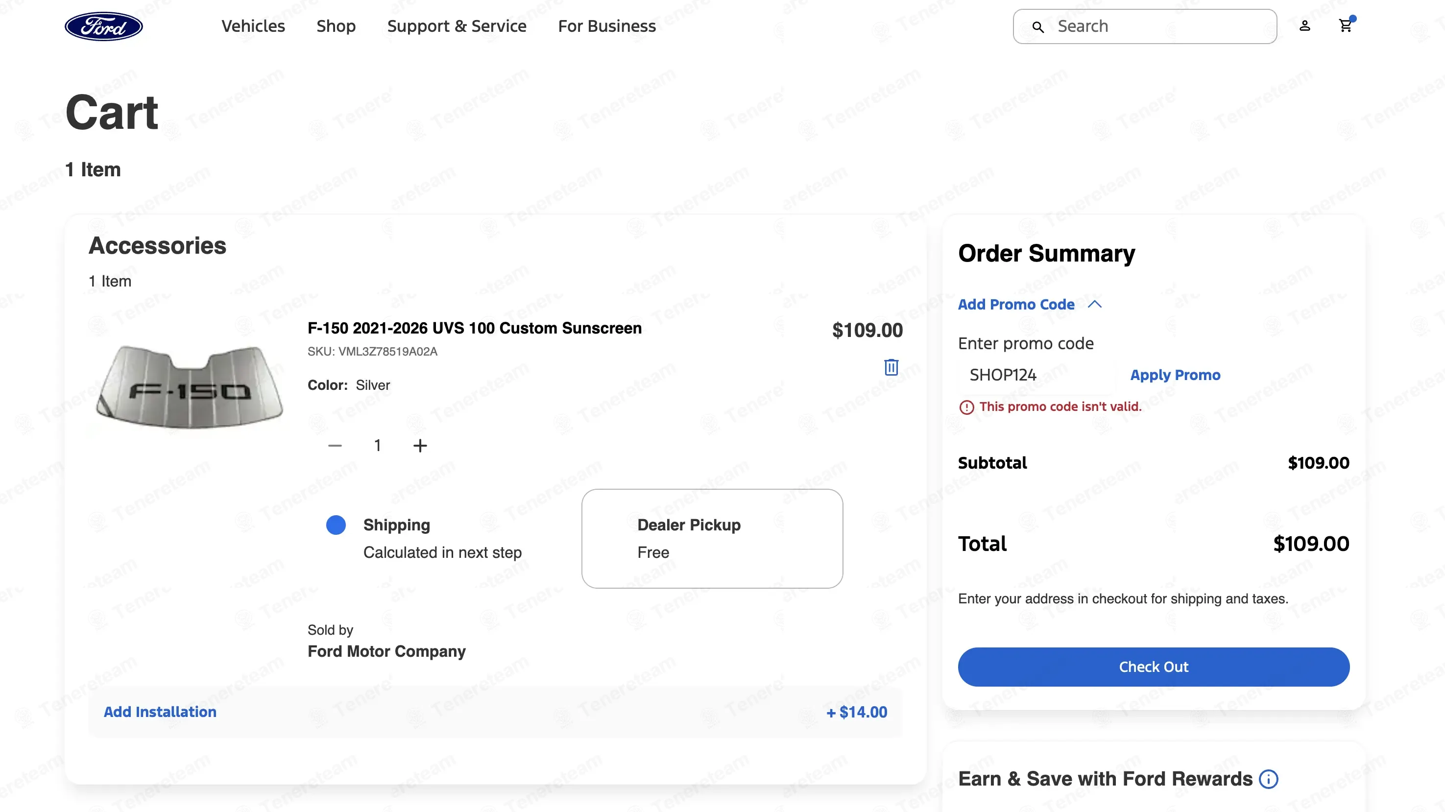 Ford Accessories coupon code: 20% off with SHOP124. Tested and valid as 1 month ago.