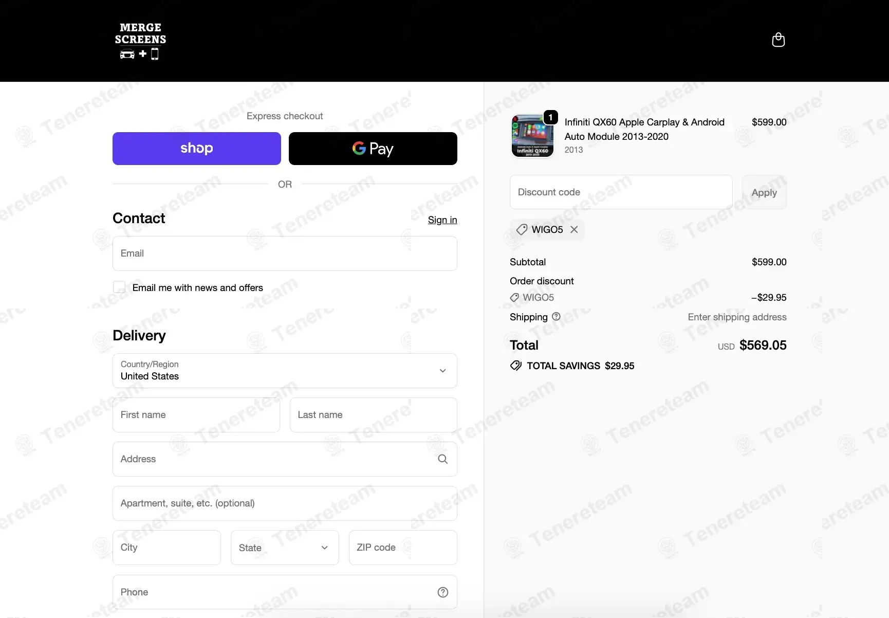 Merge Screens coupon code verified as working at checkout