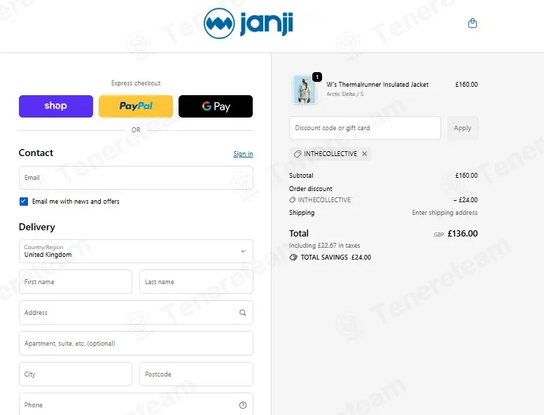 Janji UK coupon code: 15% off with INTHECOLLECTIVE. Tested and valid as 3 weeks ago.