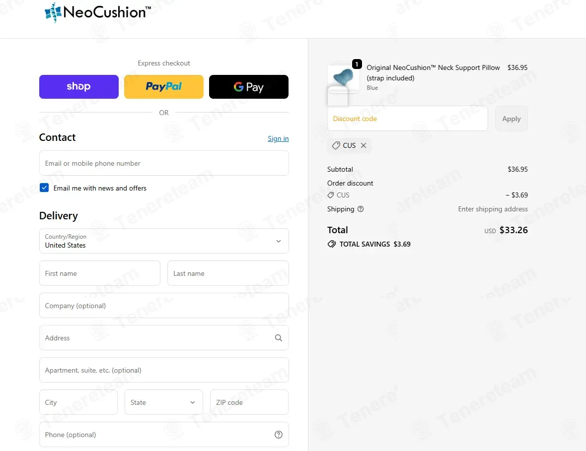 NeoCushion coupon code: 10% off with CUS. Tested and valid as 3 weeks ago.