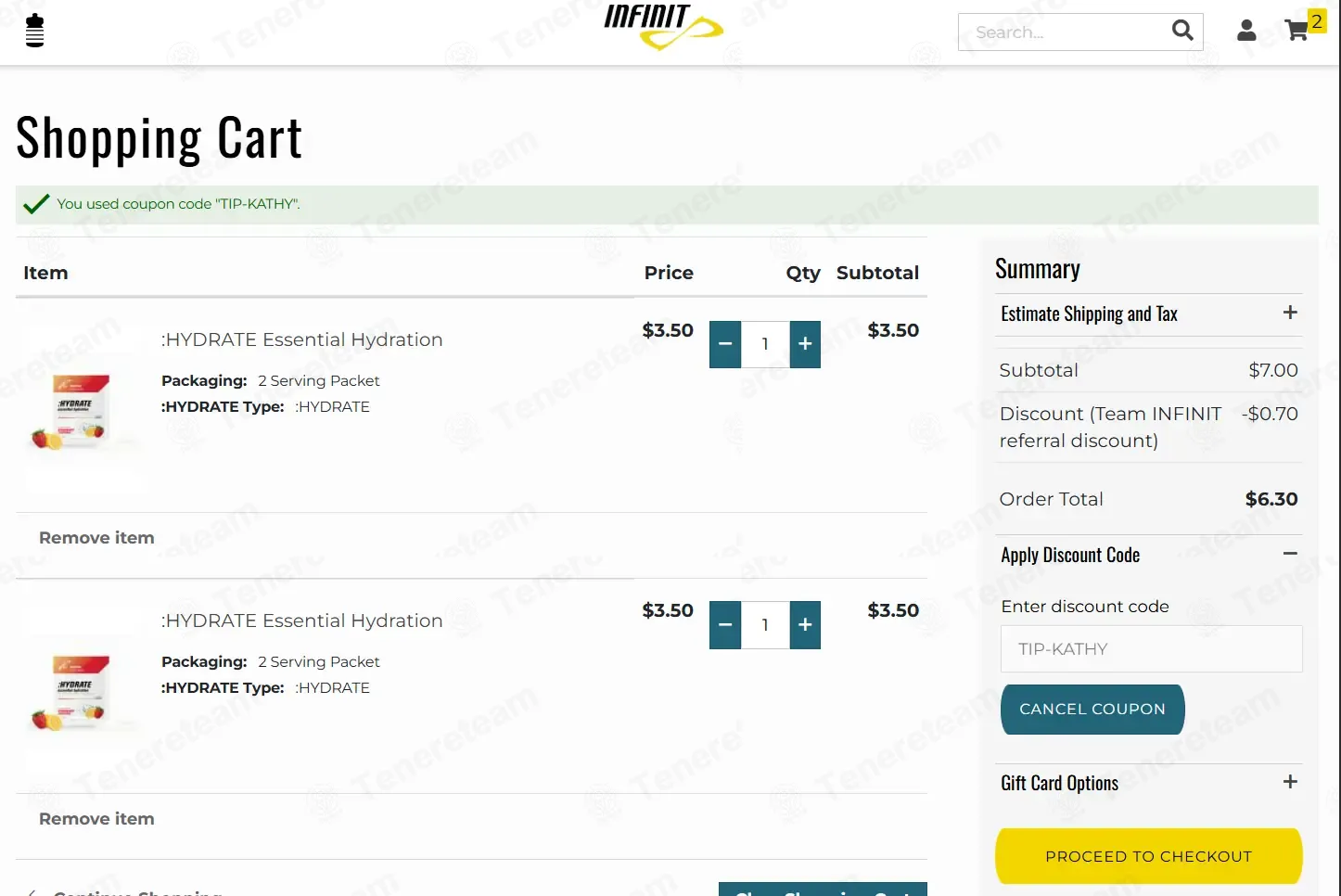 Infinit Nutrition coupon code: 10% off with TIP-KATHY. Tested and valid as 8 months ago.
