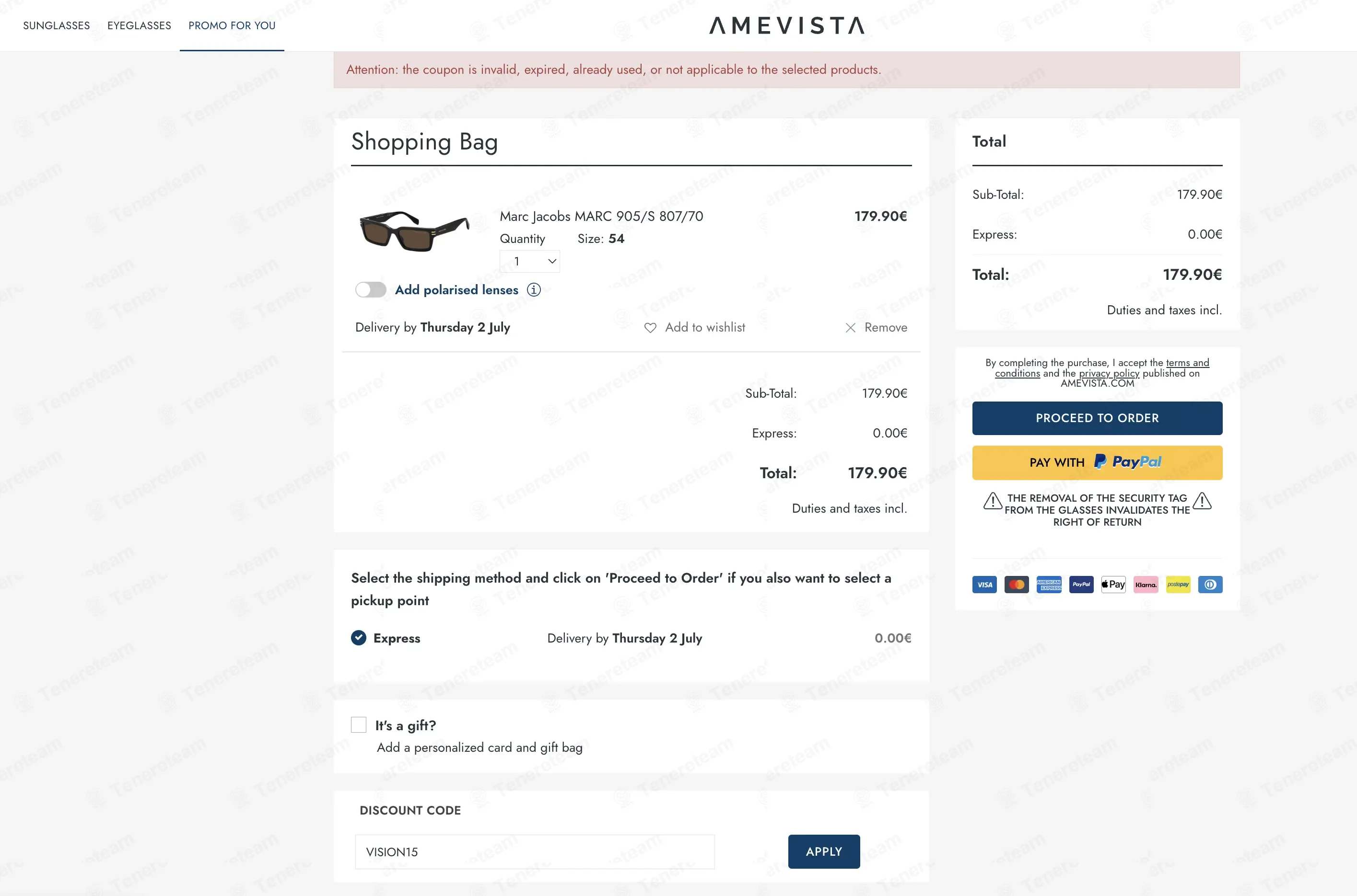 Amevista coupon code: 15% off with VISION15. Tested and valid as 6 days ago.