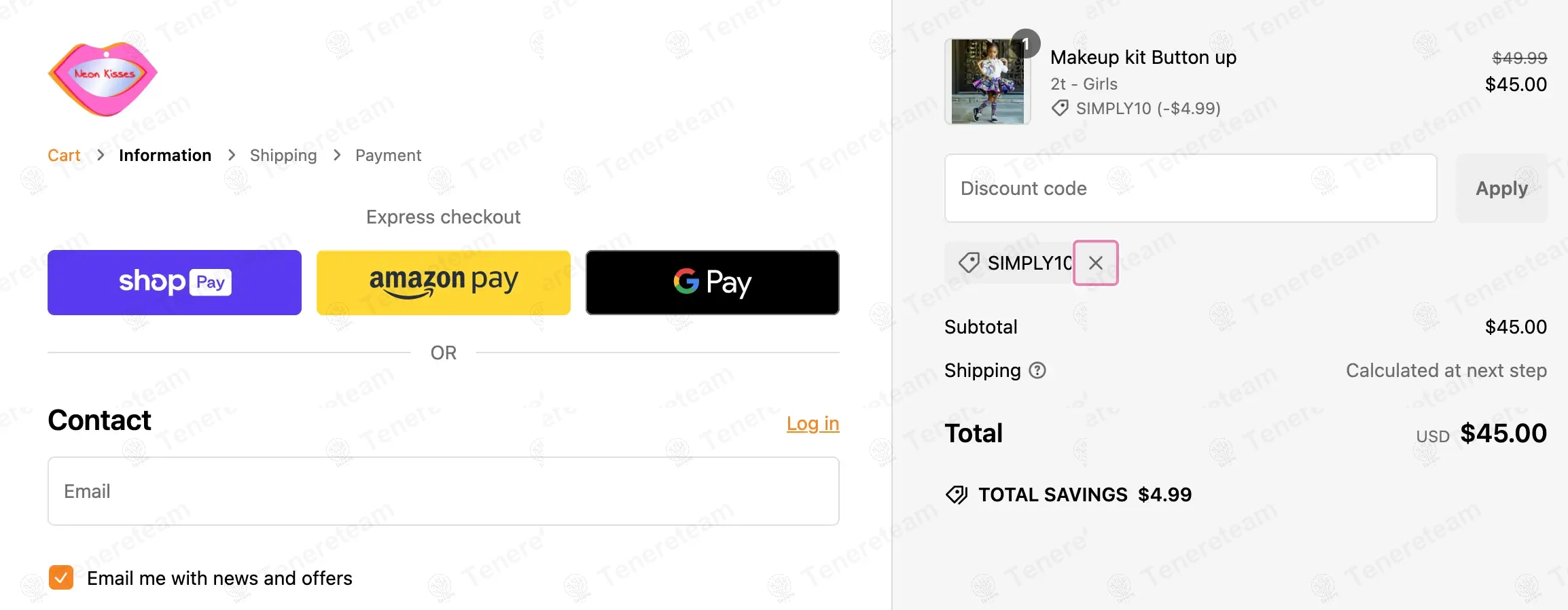 Neon Kisses coupon code: 10% off with simply10. Tested and valid as 3 months ago.